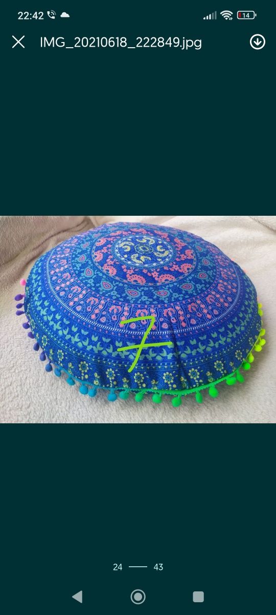 Śliczna nowa poduszka mandala joga medytacja 45 cm łuska gryczana