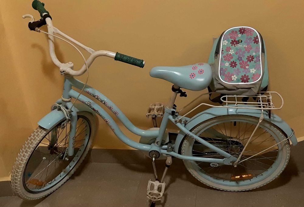 Rower dziewczęce 20 cali błękitny Mexller Sisi kask plecak