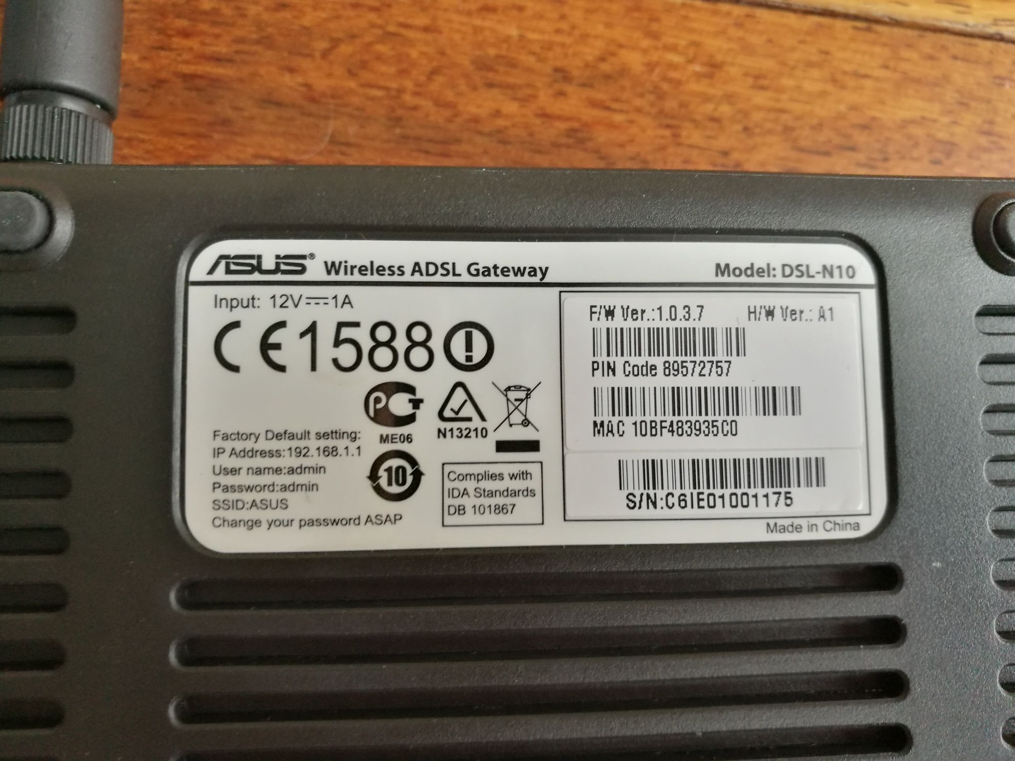 Router ADSL, Ethernet, Asus Dsl-N10