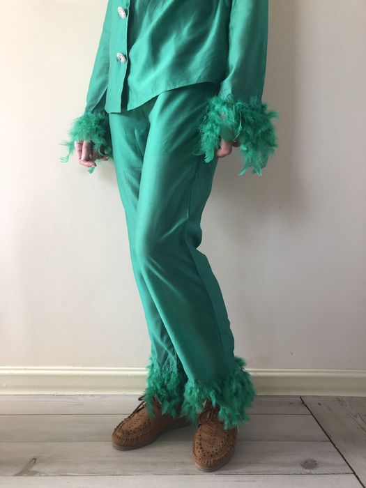 Garnitur jedwabny jedwab M vintage retro 100%