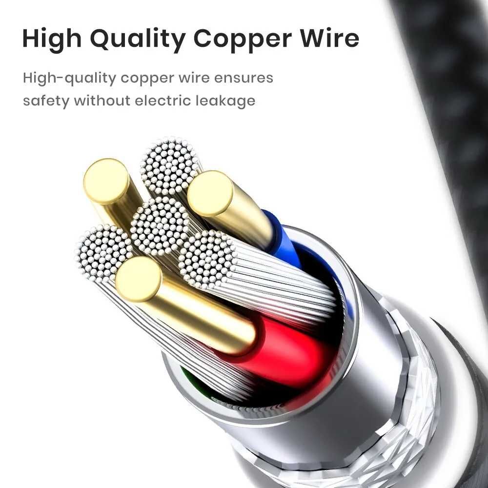 Kabel TOPK USB-A microUSB 3A z Cyfrowym Wyświetlaczem LED - Szary QC 1