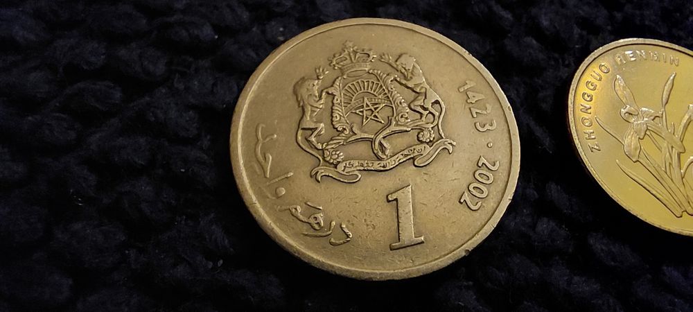 2 monety 1 dirhams Maroko i 1 Juan Chiny