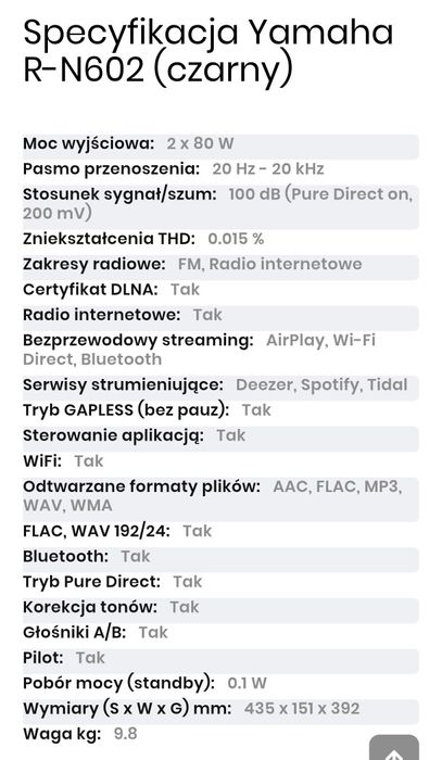Amplituner stereo YAMAHA R-N602