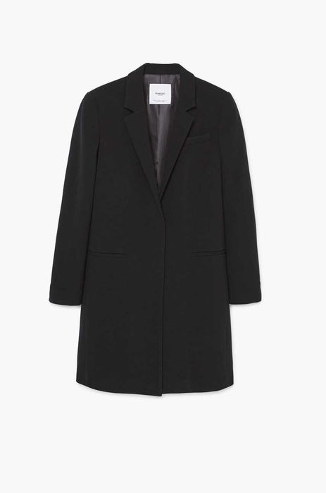 Mango czarny płaszcz XS 34 o kroju marynarki
