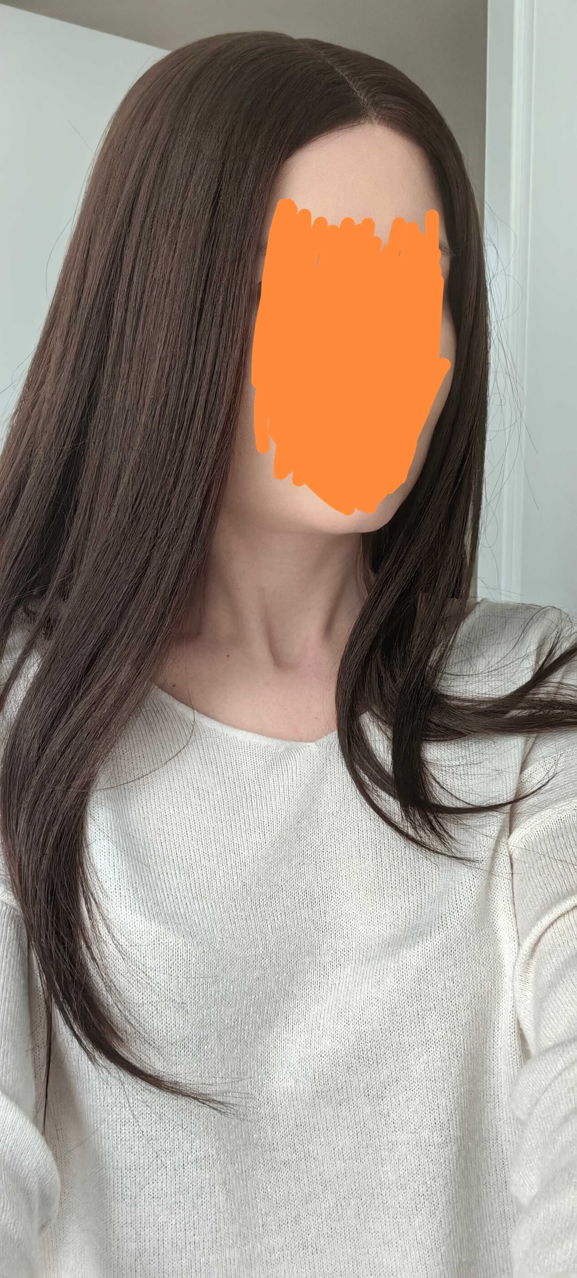 Peruka syntetyczna długa 70 cm prosta brąz lace front bezklejowa