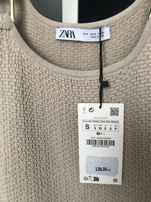 Nowa sukienka beżowa Zara na ramiączka