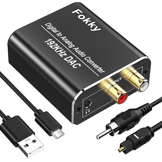 Konwerter DAC 192kHz Cyfrowy na Analogowy Toslink na L/R RCA Jack 3,5