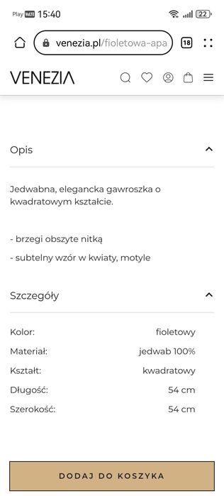 Jedwaba apaszka fioletowa VENEZIA