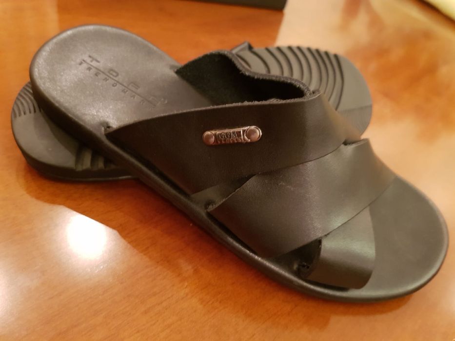 Шлёпанцы кожаные мужские (стелька 27,5 см)