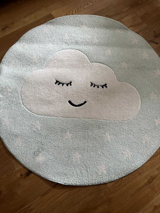 Dywan okrągły do pokoju dziecięcego Miętowy Chmurka
