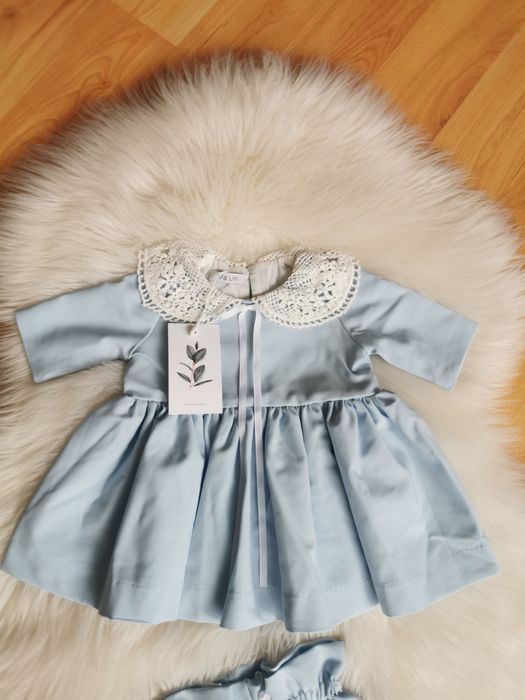 Sukienka na chrzest Chrztu Komplet Zestaw Ma lini 56/62 sesja święta