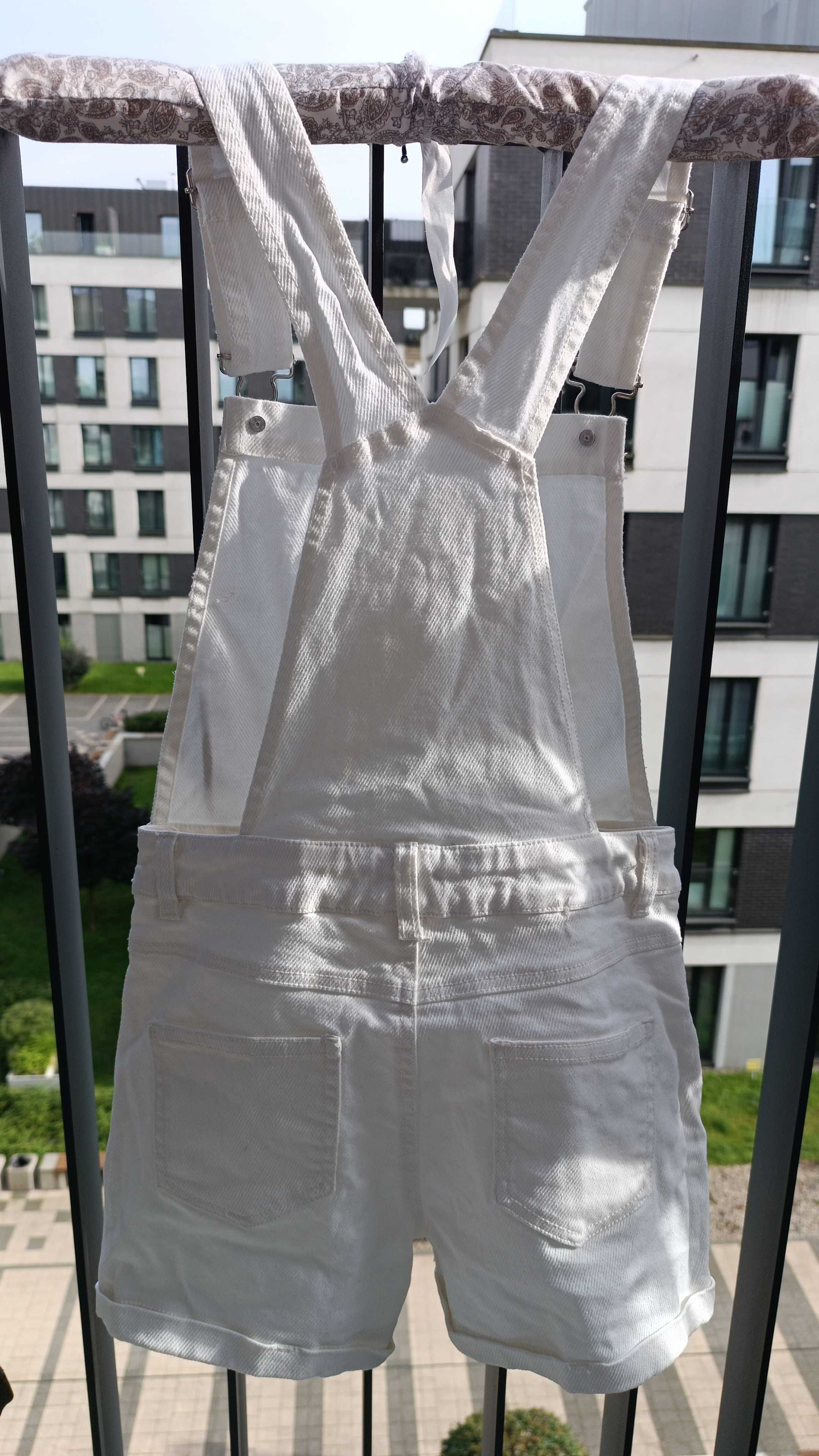 Spodenki krótkie ogrodniczki na szelkach białe 152 cm Reserved