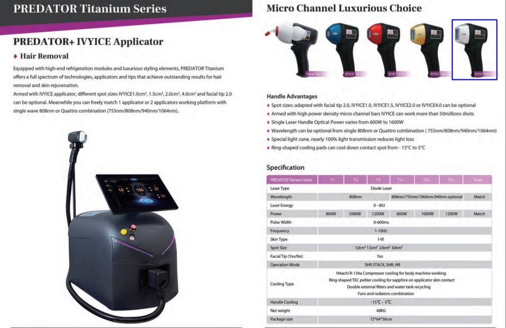 Апарат для лазерної епіляції PREDATOR Titanium / IVYICE Маніпула