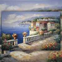 Pejzaż śródziemnomorski olej na płótnie obraz ręcznie malowany 60 x 90