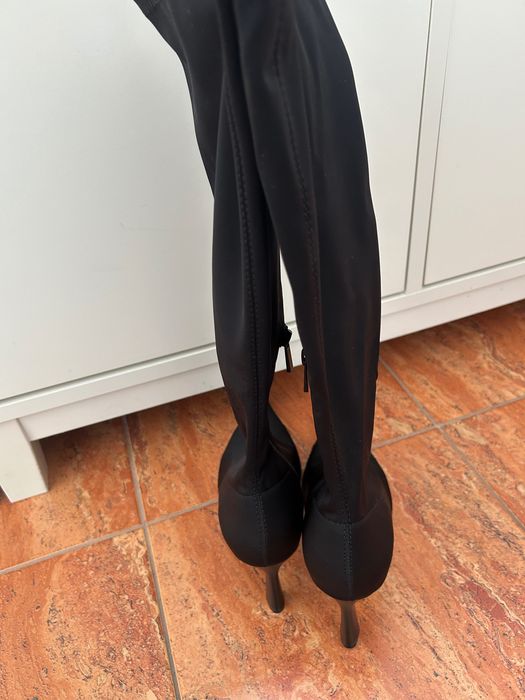 Чоботи тканинні на каблуці Stradivarius