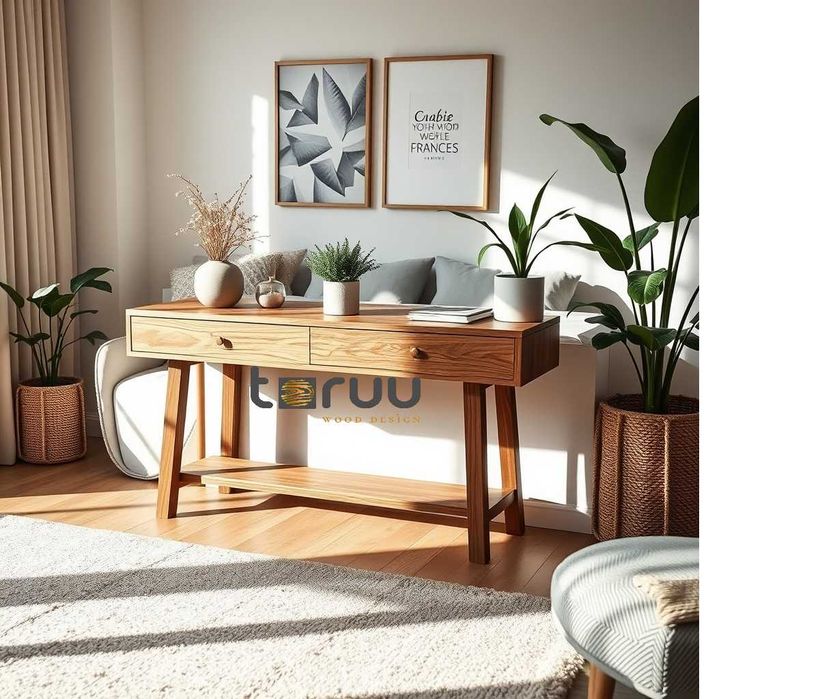 Consola/ Móvel Entrada em Carvalho e/ou Nogueira Verniz Mate