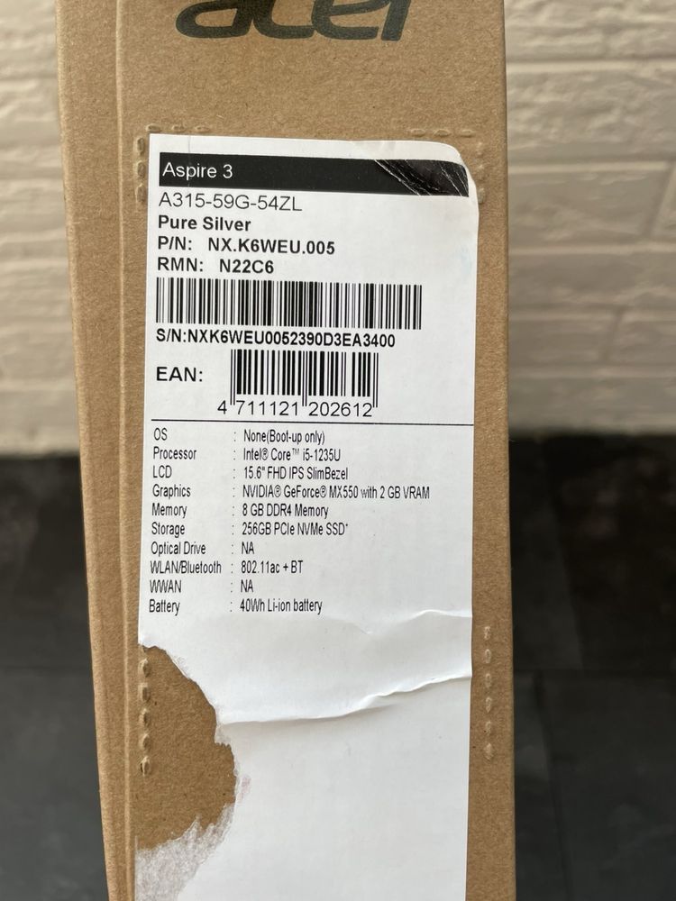 Acer Aspire 3 A315-59G-54ZL Pure Silver (NX.K6WEU.005)