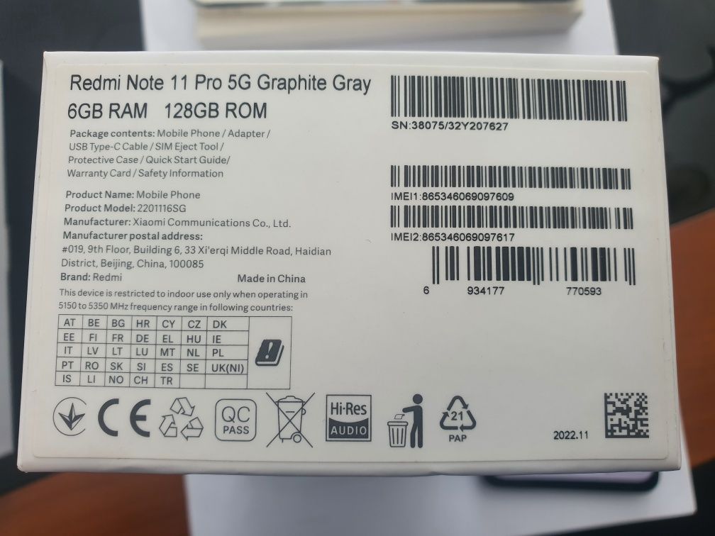 Xiaomi redmi note 11 pro 5G