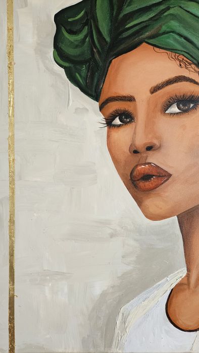 Obraz ręcznie malowany – "Królowa Zieleni" | Akryl na płótnie 80x70 cm