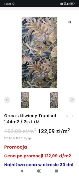 Gres szkliwiony Tropical 60x120.2 paczki=4płytki 150zł całość