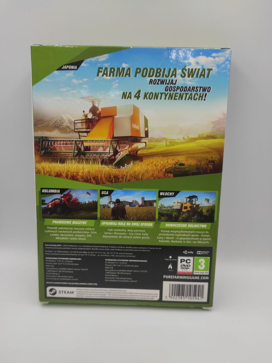 NOWA Gra PC Steam Pure Farming 2018 Kolumbia USA Włochy Japonia