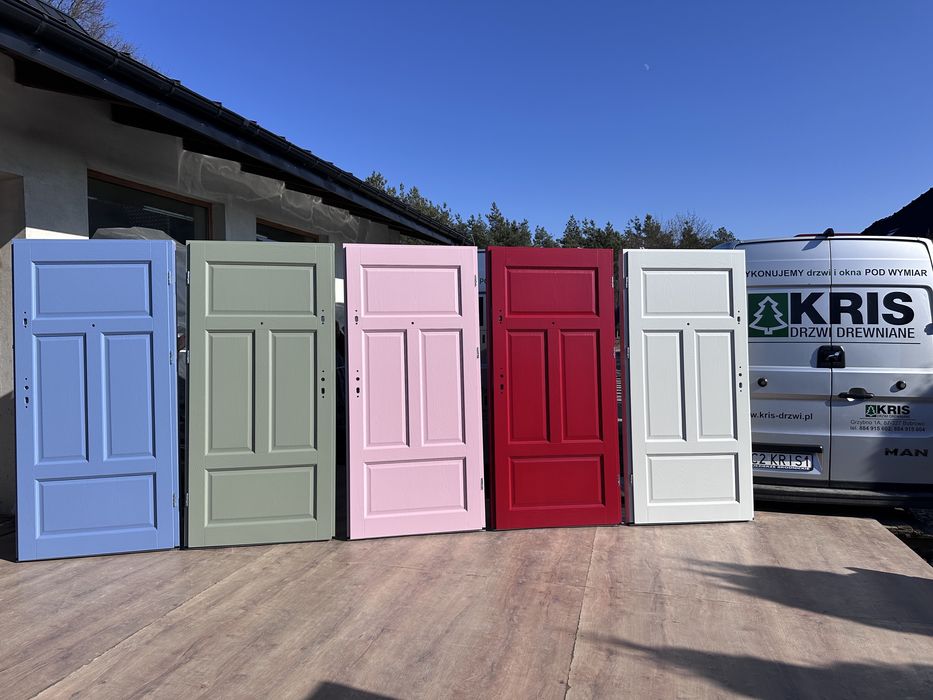 Drzwi wewnątrzklatkowe drewniane OD RĘKI KLATKOWE RÓŻOWE