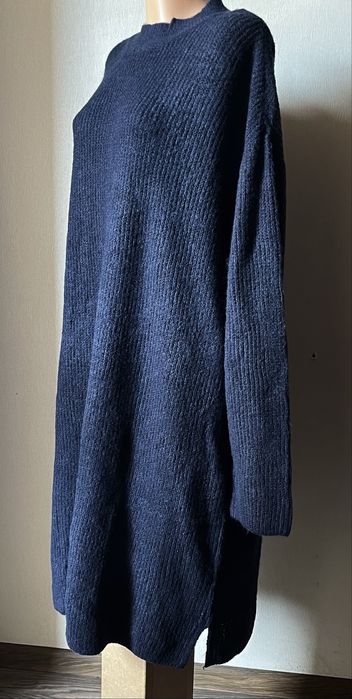 6311 Granatowa sukienka dzianinowa swetrowa Rainbow 48 50