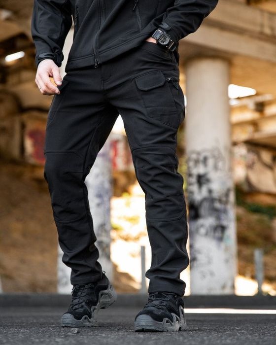 Чорні міські тактичні штани MAXIMUS софтшел black / штани SOFTSHELL