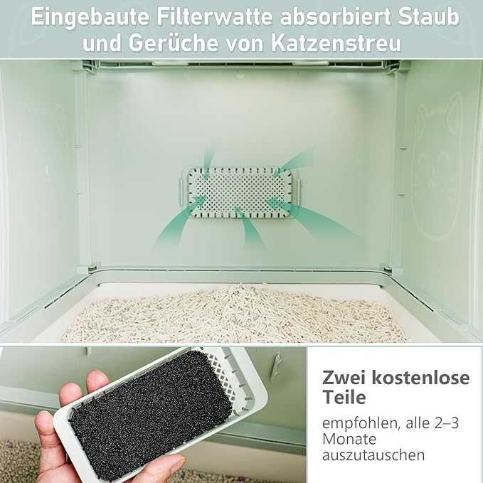 Kuweta dla kota z pokrywką z mata szara