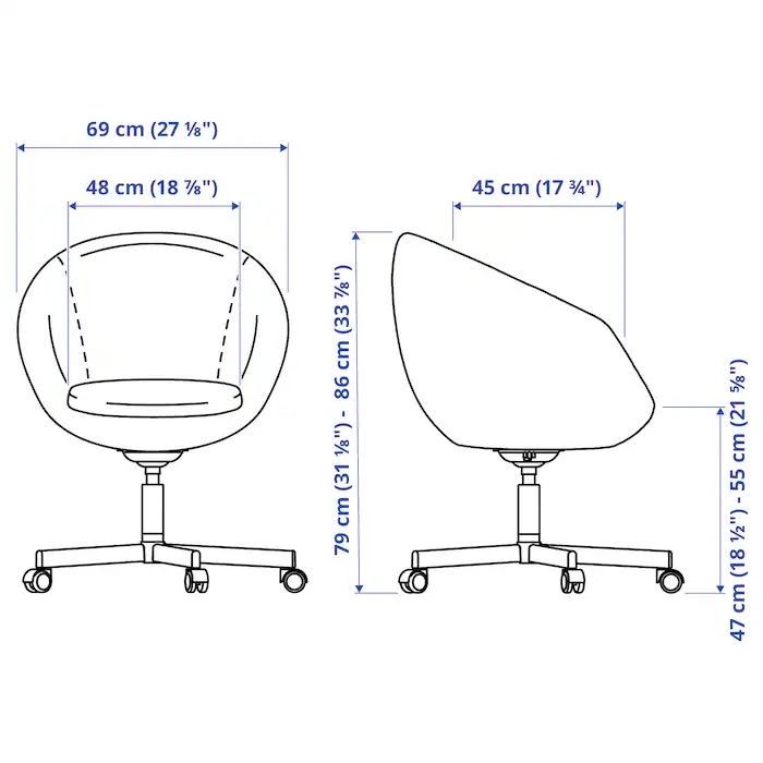 Krzesło obrotowe fotel szare SKRUVSTA IKEA