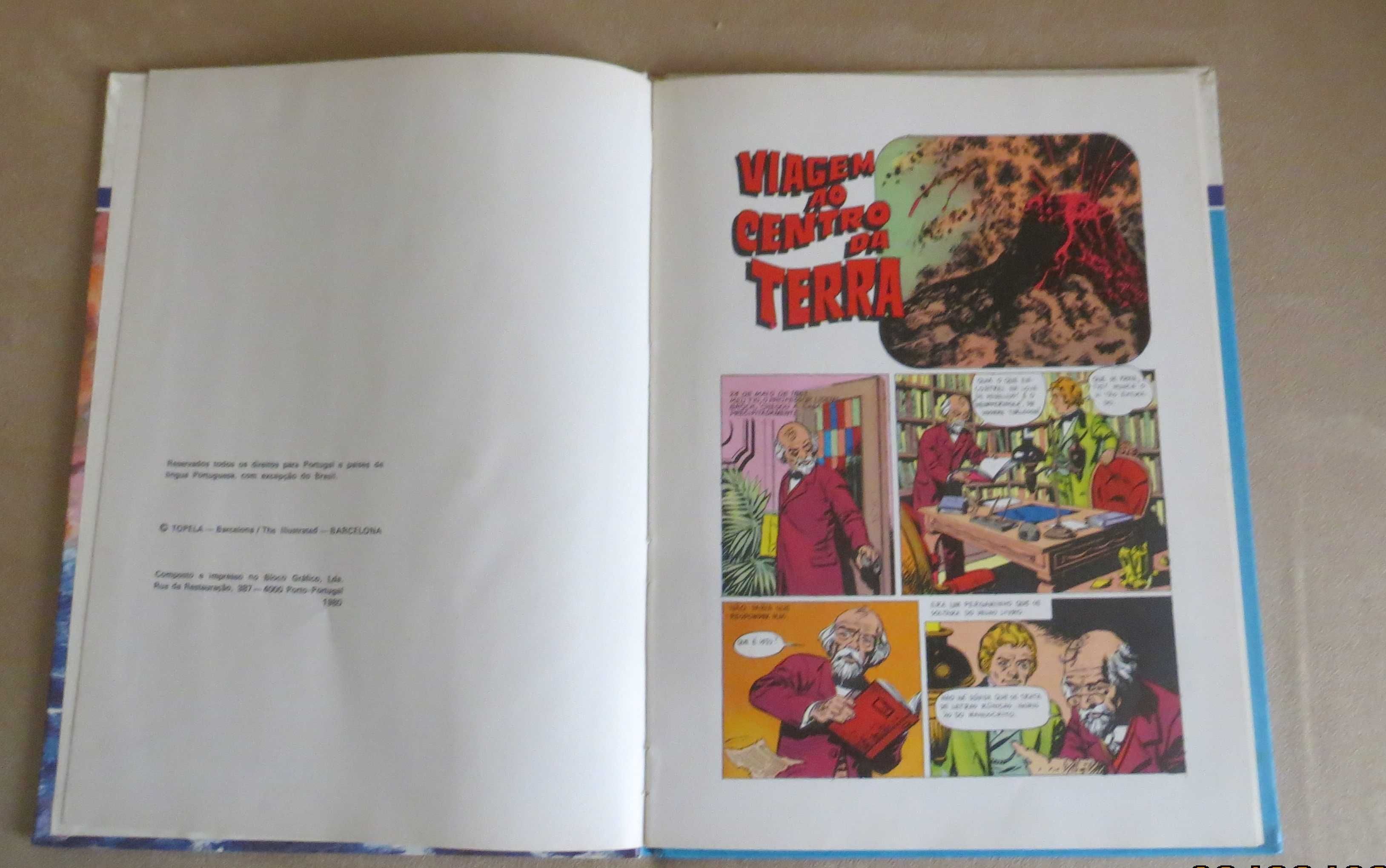 Livro Juvenil em BD a cores Viagem ao Centro da Terra - de Júlio Verne