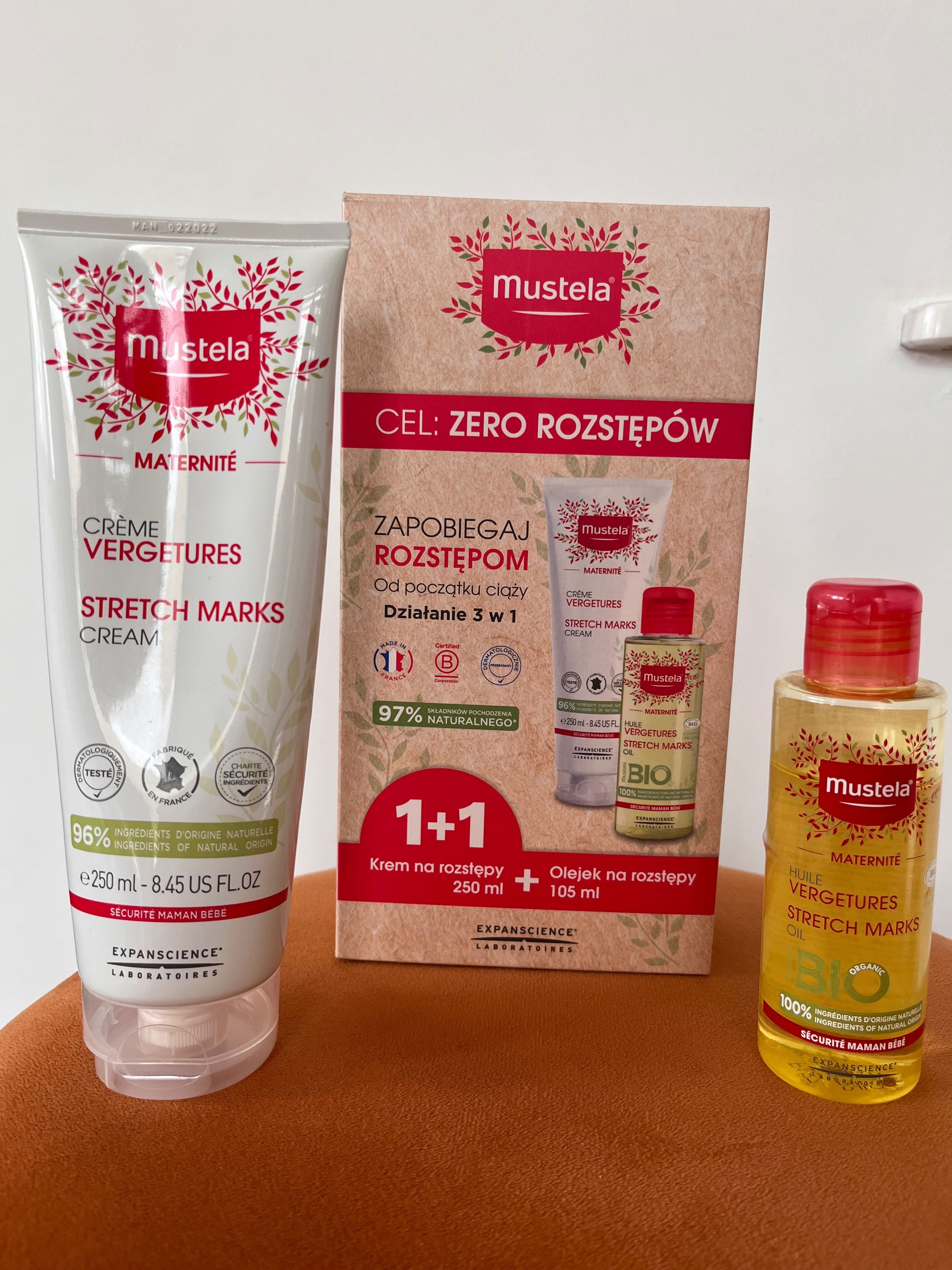 Zestaw Mustela krem na rozstępy 250 ml + Bio Olejek na rozstępy 105 ml