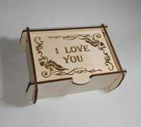 Шкатулка з фанери, коробка. на подарунок, з написом "I Love You"