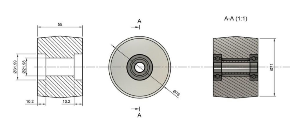 Roda Tensora de Alumínio para Lixadeira - Tension Wheel f Belt Grinder