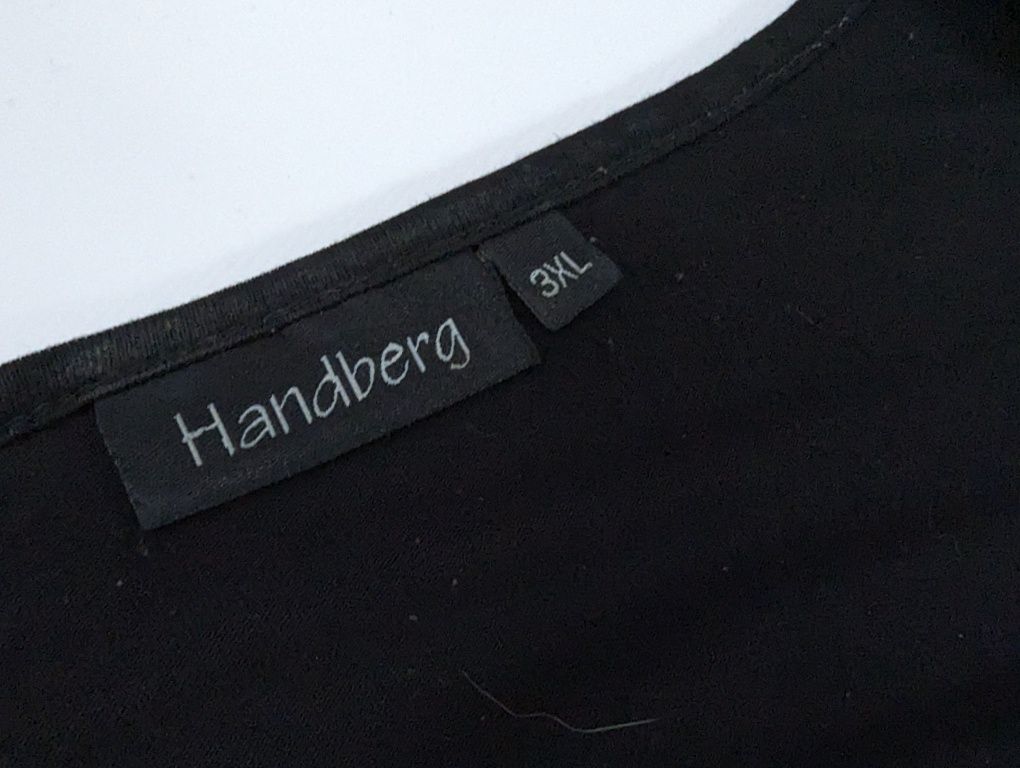 Czarna tunika marszczonym dekolt kwadratowy rękaw 1_2 Handberg 3XL