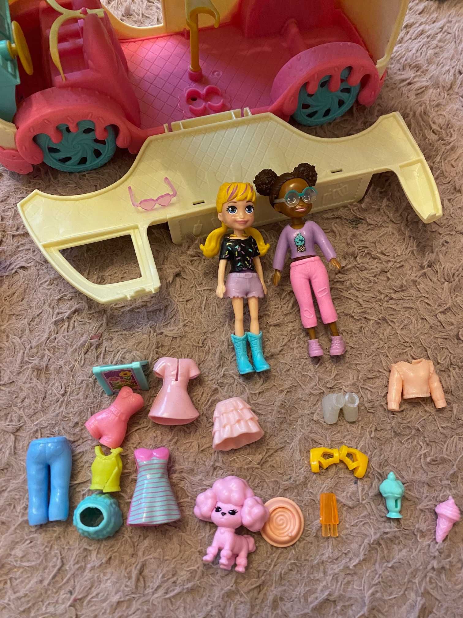 Zestaw Polly Pocket mobilna lodziarnia akcesoria lalki