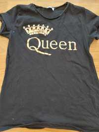 Koszulka czarna z napisem queen rozmiar L