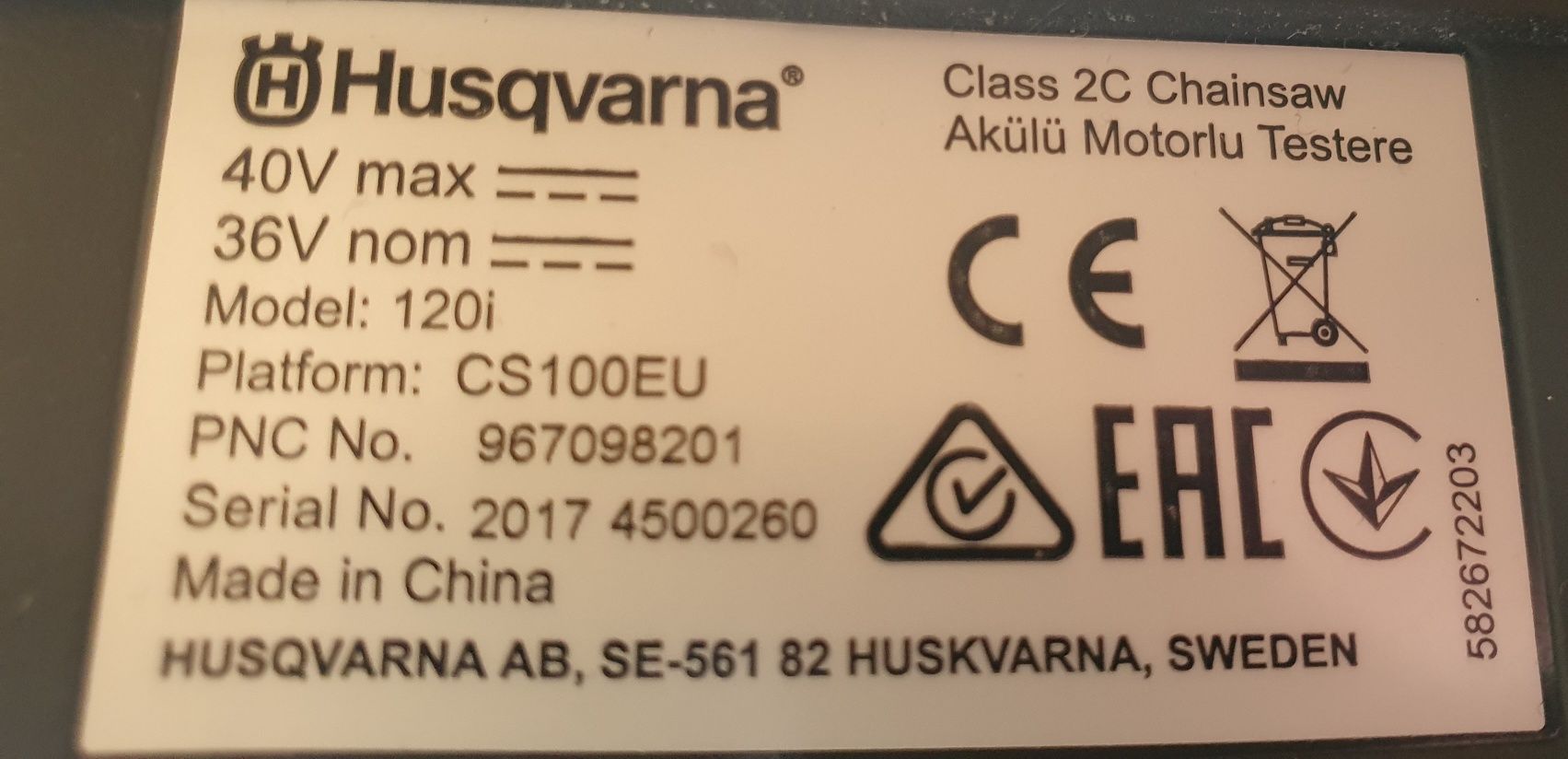 Pilarka akumulatorowa Husqvarna 120i