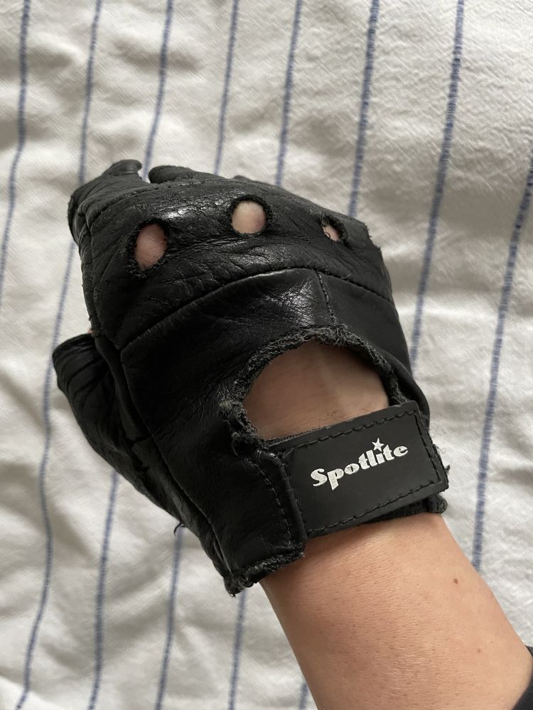 Rękawiczki bez palców skórzane czarne Spotlite M