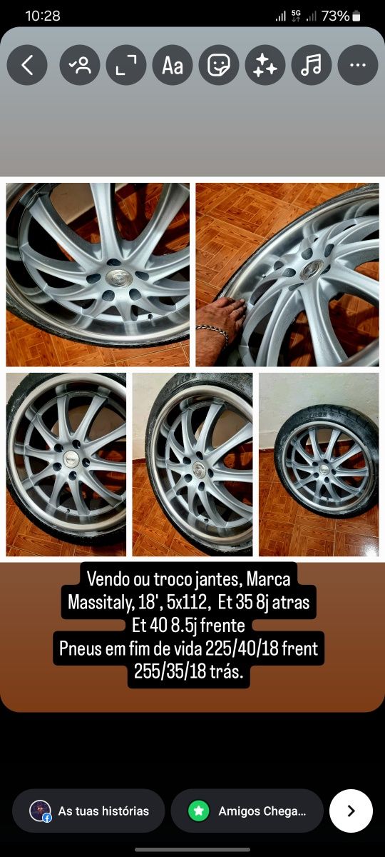 Vendo ou troco jantes massitaly 18', 5x112.