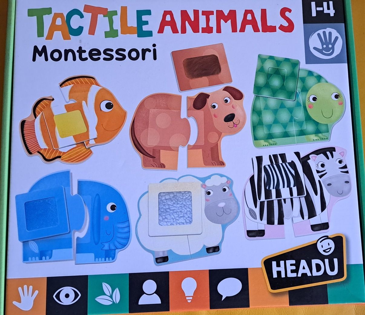 Montessori zwierzęta sensoryczne puzzle