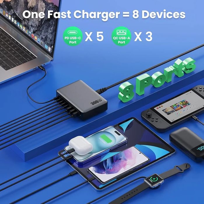Зарядний пристрій USB C потужністю 300 Вт