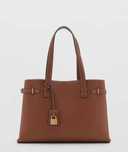 MANGO Torba torebka shopper brązowa z kłódką duża podwójny uchwyt