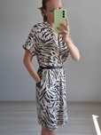 Sukienka koszulowa zebra beżowo-czarna M&S S 36 M 38