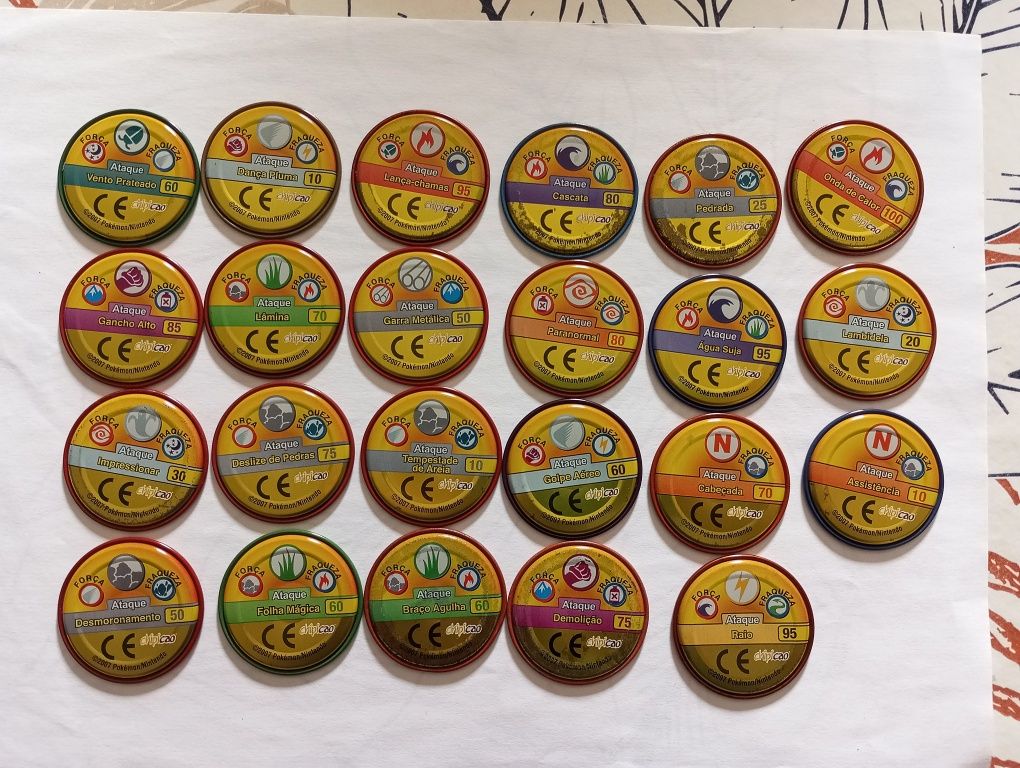 Lote 23 tazos metálicos pokemon raros