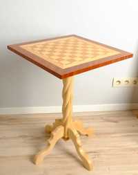 Stolik szachowy drewno stylowy intarsjowany fornirowany