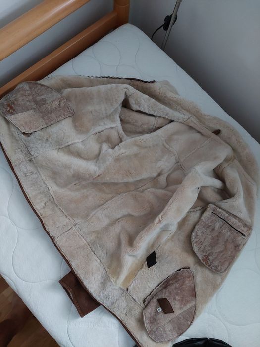 NOWY Kożuch męski XXL skóra i wełna owcza - Leder