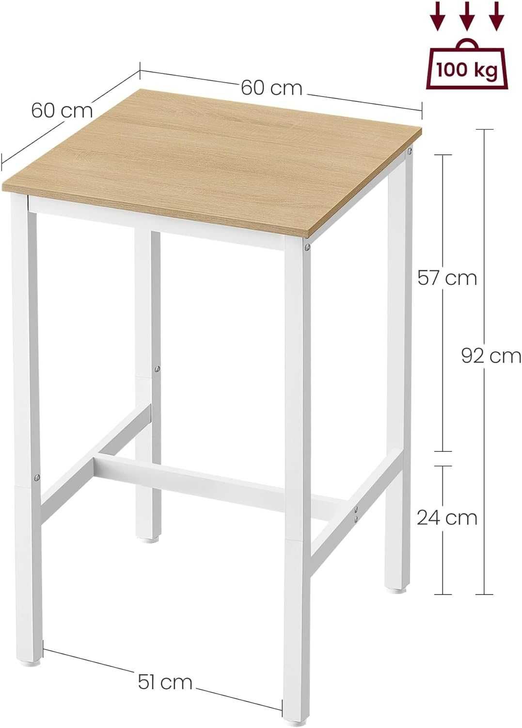 Nowy stolik/ stół/ blat/ kwadratowy/ 60x60x92 cm/ VASAGLE !6805!
