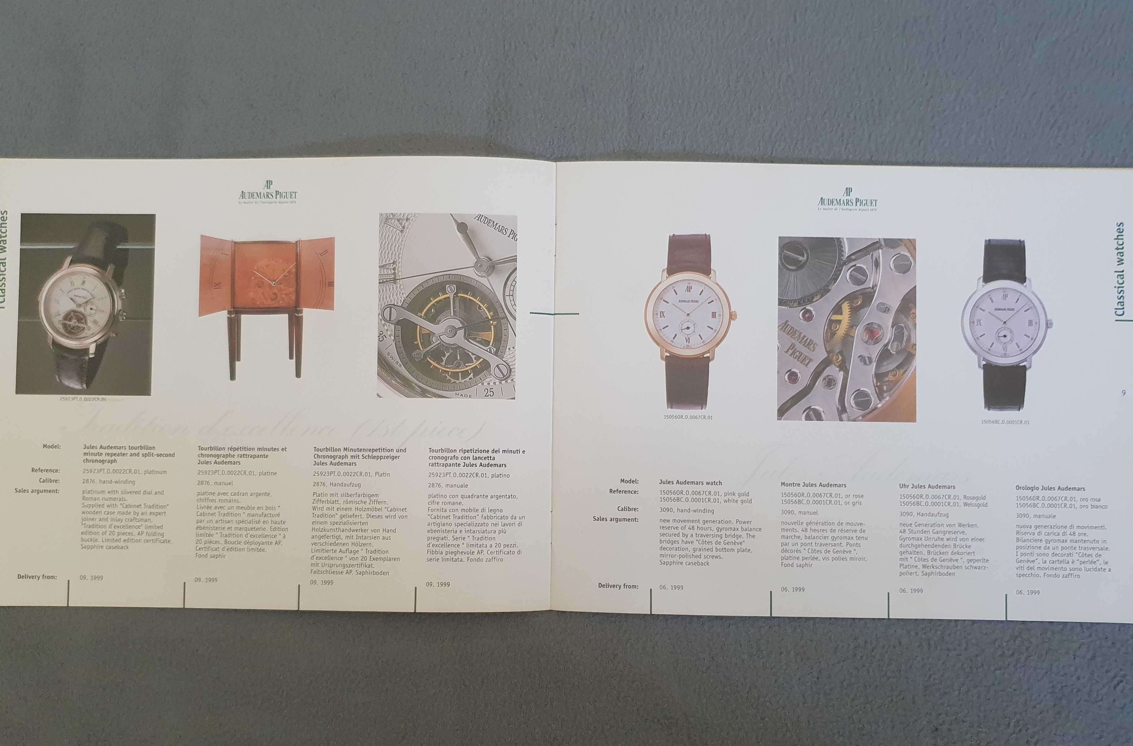 AP - Audemars Piguet - Catálogo / Livro OFICIAL de relógios - 1999