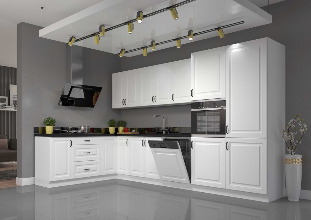 Zestaw mebli kuchennych KLEO MDF styl angielski frezowane fronty